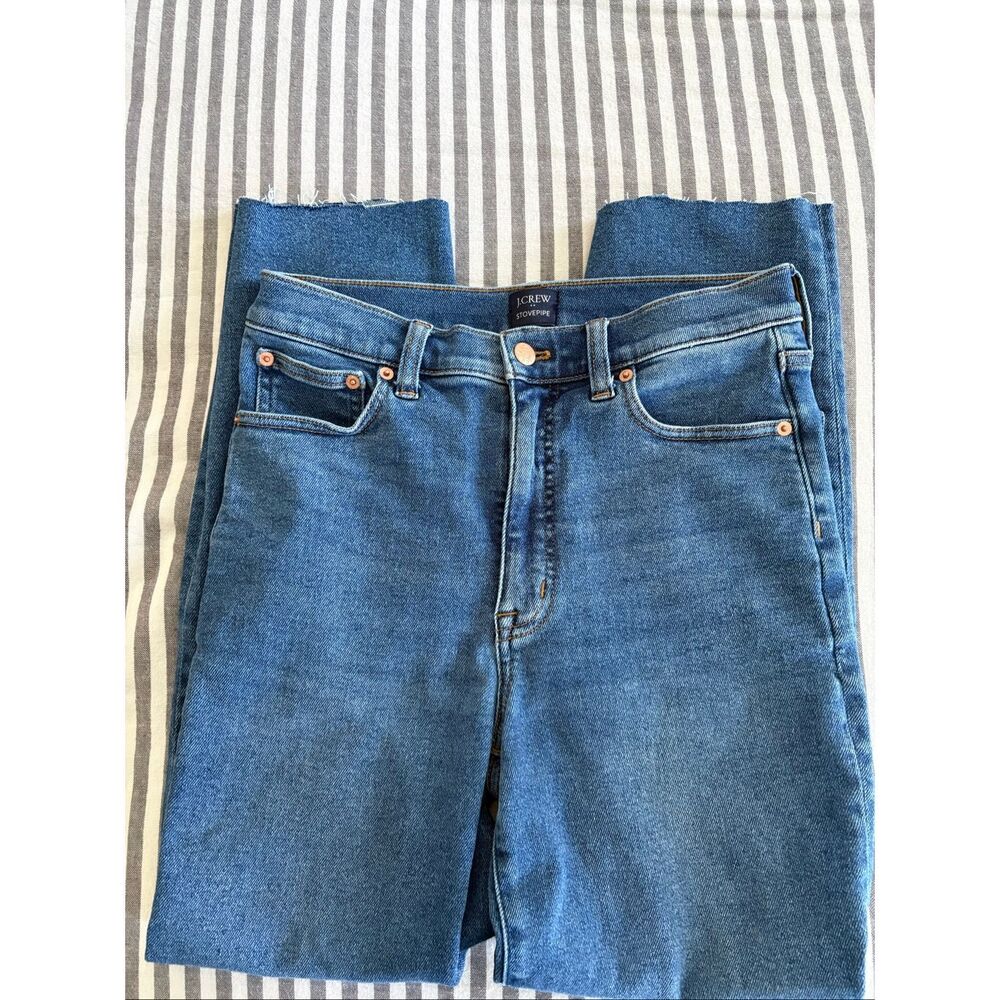 J. Crew Stovepipe Jeans High Rise with Raw Hem Size 27